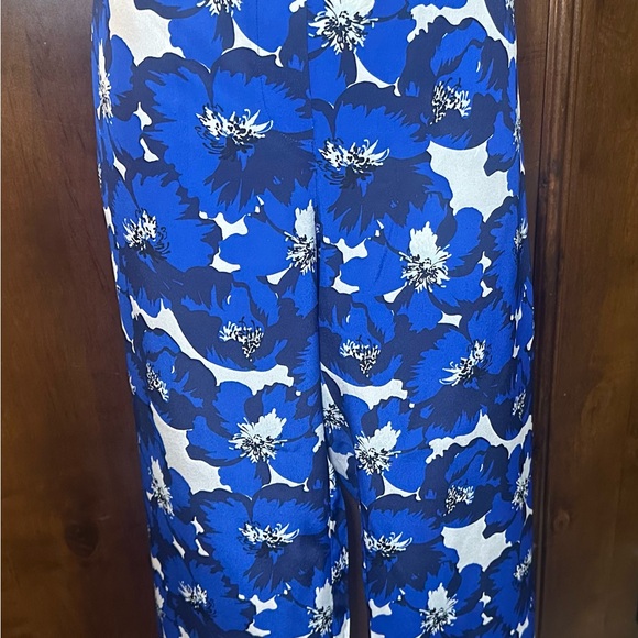 NWT SIZE 2/US M The Kooples Floral Wide Leg Pants in Blue and White - Picture 2 of 13